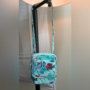 Vera Bradley Aqua Quilted Crossbody with Fish Print